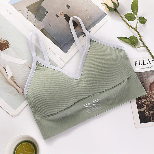 New Simple Pure Color Wrapped Chest Sports Bra – Sleek, Comfortable Support for Active Wear